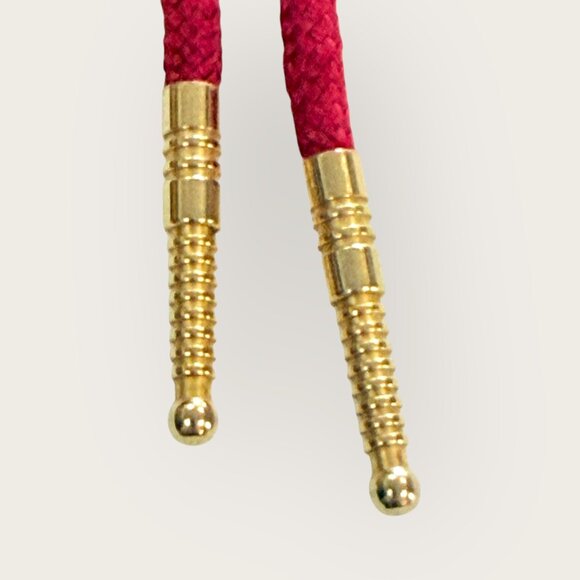 Western Bolo Tie Brown Stone Red Cord Gold-Tone Tips Southwestern - Picture 4 of 5